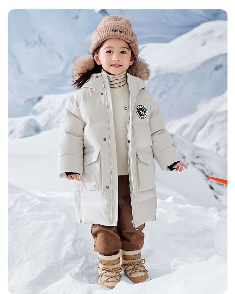 BALABALA Kids Down Jacket Boys and Girls 2025 New Winter Thickened Warm Long Coat Baby Outerwear for Boys 8