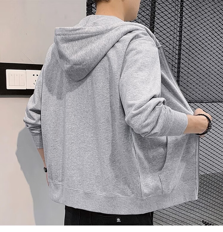 GLM Hoodie Jacket for Men, Spring And Autumn Season, Loose Casual Knitted Cardigan, Sports Jacket, Gray, XL 18