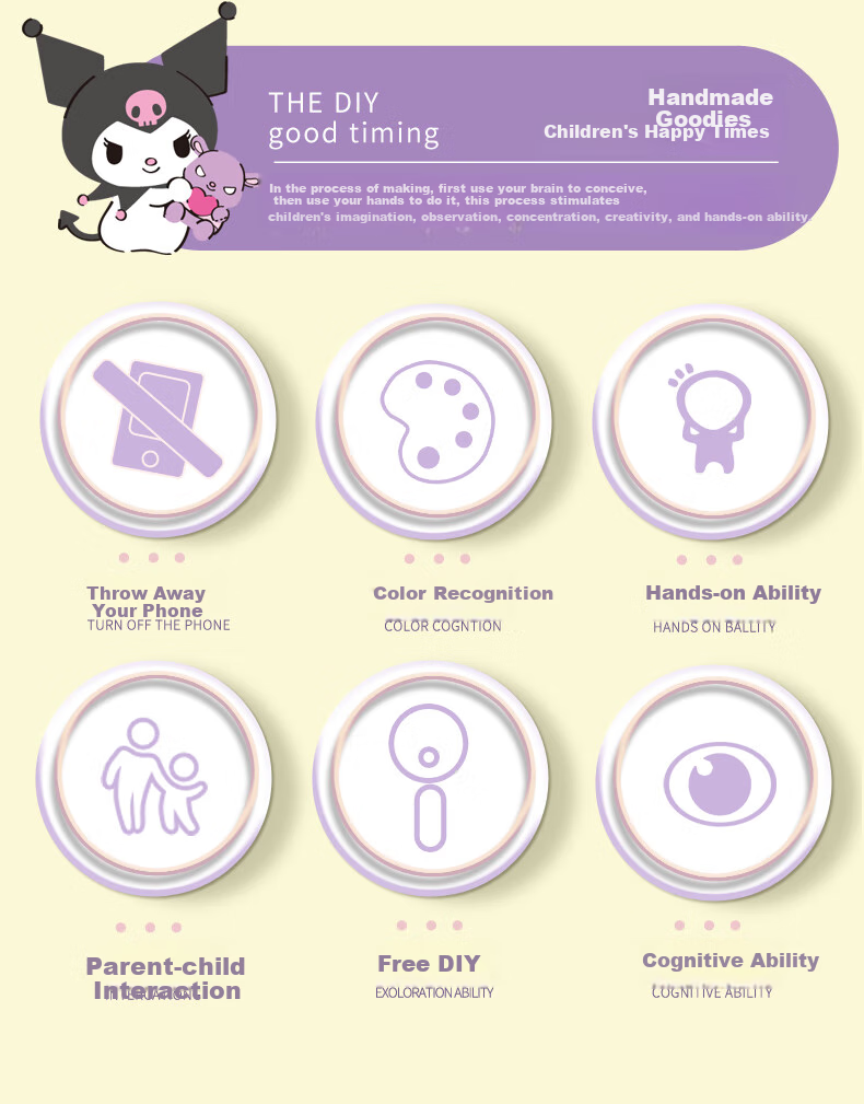 KUROMI Diamond Stickers for Boys And Girls, Sanrio Kuromi DIY Craft Sticker Set, Pretend Play Gift for Ages 7-14 Birthday Present 3