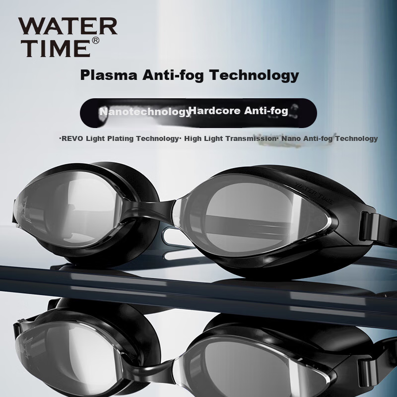 WATERTIME / Shuichuan Swimming Goggles, Nearsighted, Anti-Fog, for Adults, Men And Women, Professional Waterproof Coated Swimming Glasses, Black