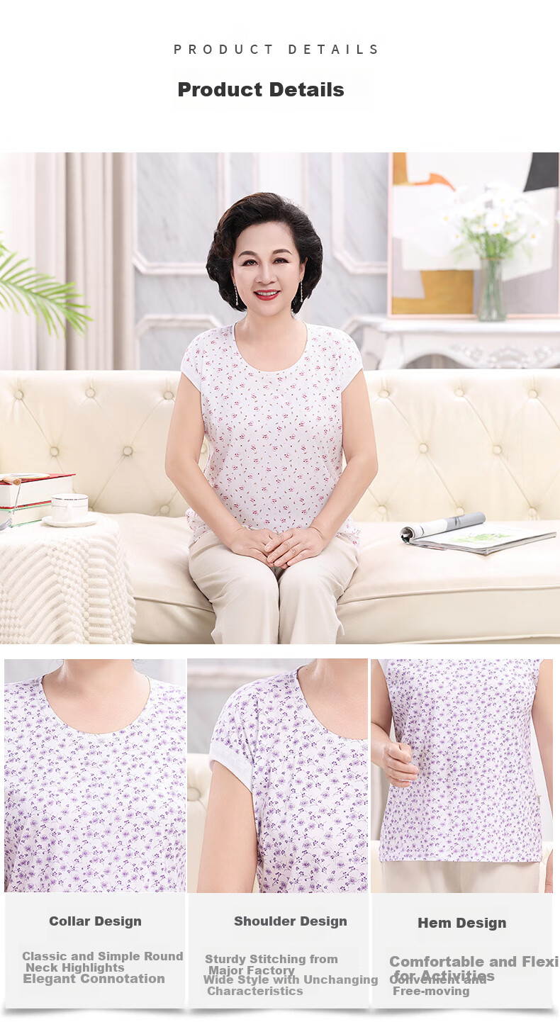 Hengyuanxiang Middle-Aged And Elderly Pure Cotton Camisole Tank Top for Women, Wide Shoulder Sleeveless Undershirt, Loose-Fitting Undershirt Suitable for Mothers to Wear Outside, Autumn Seaso 2