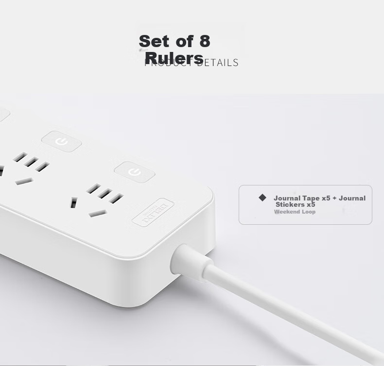 DELIXI National Standard Power Strip/surge Protector/power Bar/power Strip/power Board/power Strip/extension Cord/power Strip 6 Outlets with Master Switch, Total Length 1.8 Meters, Black 8