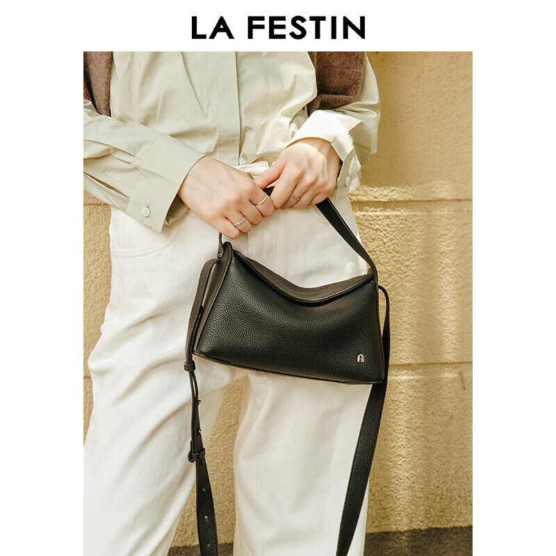 La Festin Top-Grain Leather FUFU Handbag for Women, 2026 Light Luxury Genuine Leather Bag, Crossbody And Handheld Lunch Box Bag, Birthday Gift for Wome