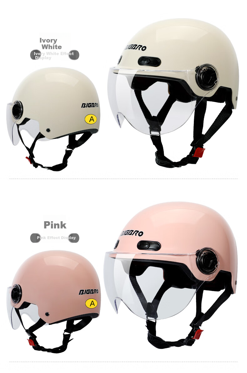 BIGBRO 008 Off-White New National Standard 3C Electric Motorcycle Helmet for Men And Women, Summer Sun Protection All-Season Universal Electric Scooter Summer Half Helmet 7