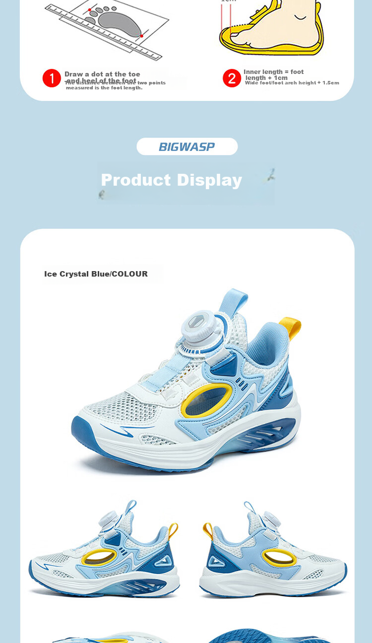 Bumblebee Boys' Sports Shoes Summer Single Mesh Boys' Running Shoes B172421065 Dark Blue Moon Size 33 8