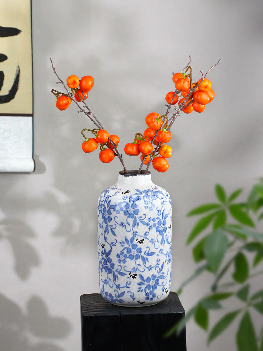 Qiju Yaji Artificial Small Pumpkin and Persimmon Fruit Decorations Festive Orange Red Set of 3 20405 2