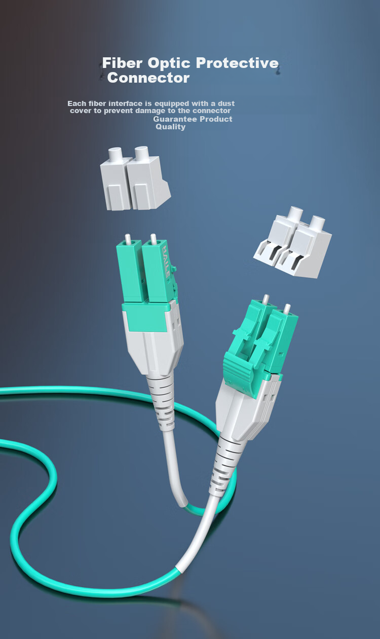 HAILE 10 Gigabit Fiber Optic Patch Cable LC-LC Multi-Mode OM3 Single-Mode Dual-Core Branching Cable Low Smoke Zero Halogen LSZH Low Loss A-Grade Fiber Core 10 Meters HT-2LC 4