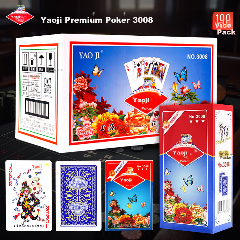 Yaoji Playing Cards, 3008 Dou Dizhu Game, Outdoor Camping Table Games, Card Decks, Poker Cards, 10 Packs in Total, 100 Sets