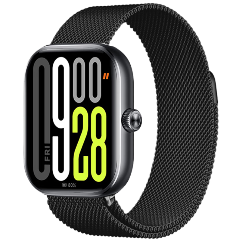 CHENSONG Milanese Metal Magnetic Strap for Redmi Watch 6/5/4, Universal Black Wristband for Men