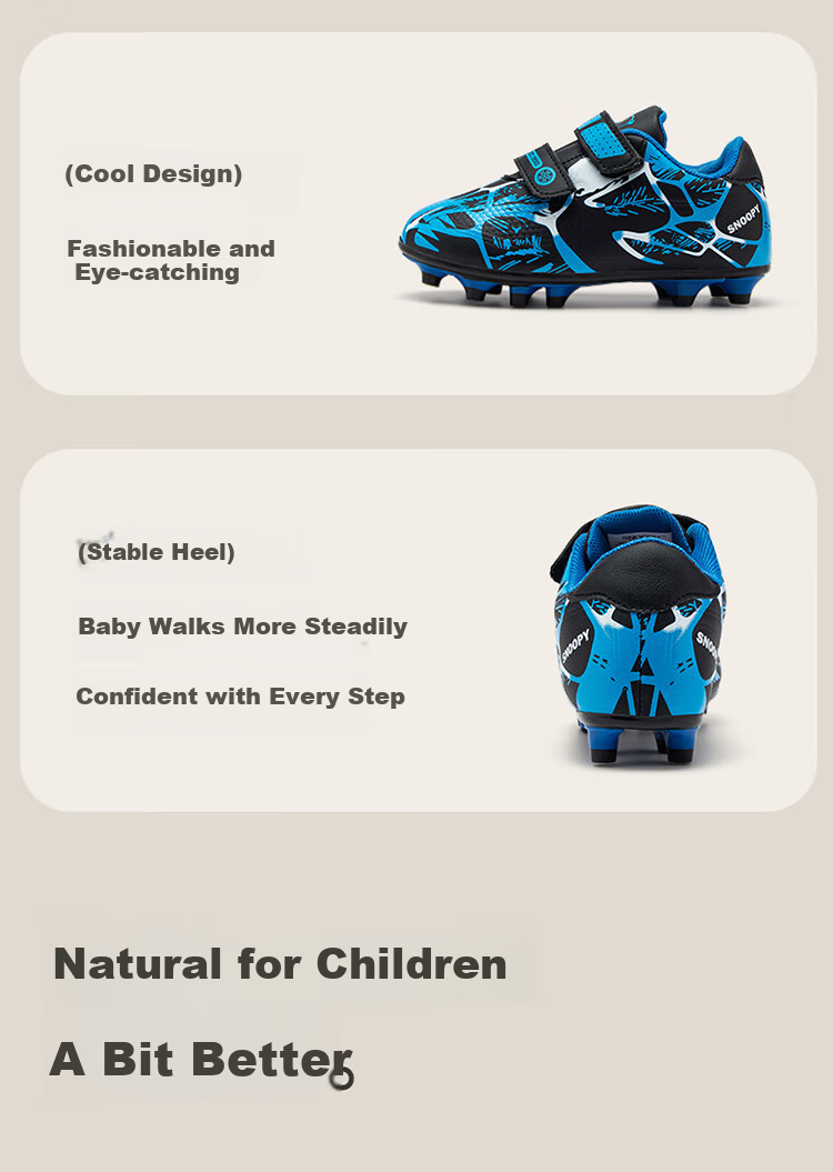 SNOOPY Children's Shoes, Kids' Sneakers, Student Outdoor Training Shoes, Boys And Girls Cleated Soccer Shoes, 7898 Red And Black, Size 40 4