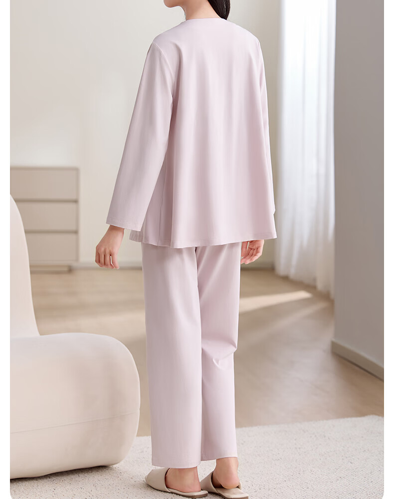 October Crystal Maternity Postpartum Nursing Pajama Set Spring Autumn Cotton Ice Blue Size L 9