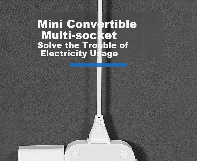 Delipow Socket Adapter, One-To Ultra-Thin Portable Travel Power Supply, 270° Rotatable Foldable, PC Material, Wall-Slot Flat Plug for Gap Powering 8