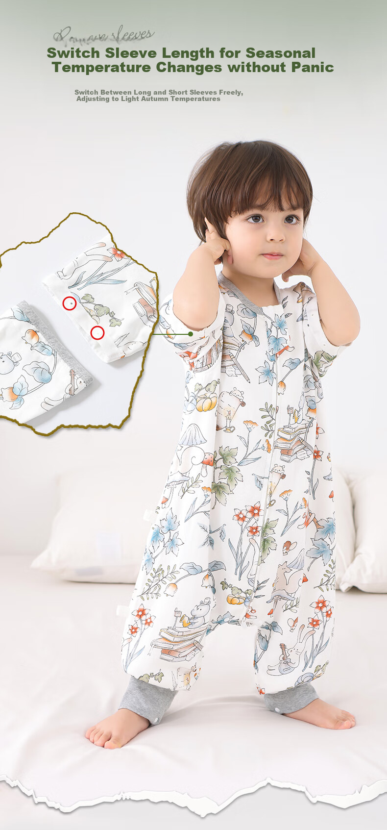 Baby Friend Bamboo Cotton Sleeping Bag for Infants, One-Piece Pajamas, Anti-Kick Blanket for Children, Summer Use, Front 4 Back 2 Mesh Sleeping Sack, Size 100 5