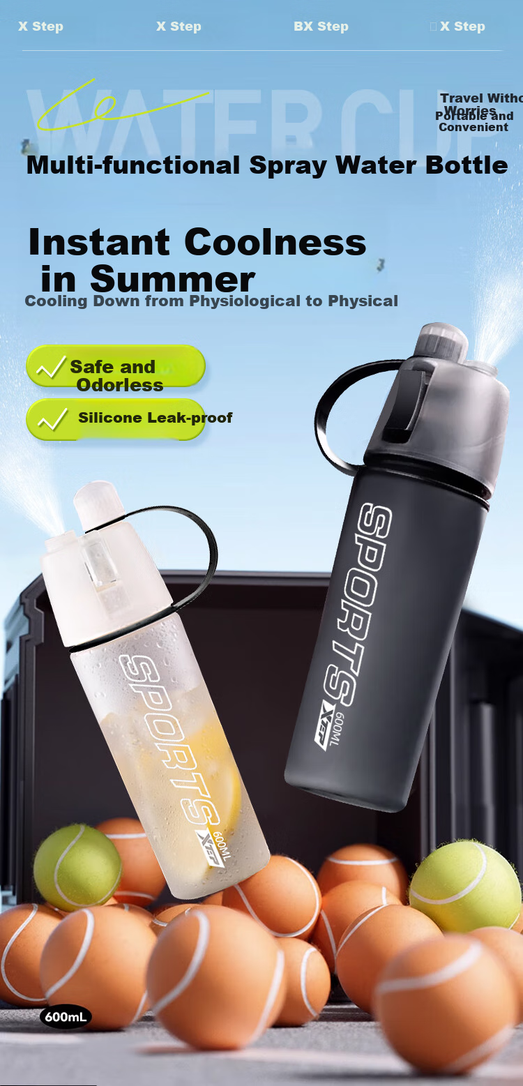 XTEP Spray Water Bottle for Men And Women, Cycling, Children, Students, School Use, Portable Sports Water Bottle for Biking in Summer 4