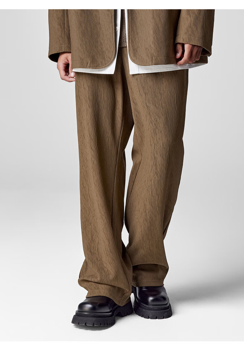 BODYDREAM Men's Casual New Draped Straight-Leg Textured Wide-Leg Wilderness Melard Trousers 11