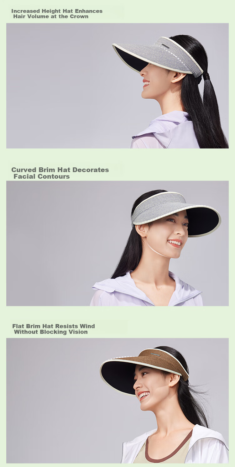 Beneunder Women's Sun Hat Open Top Sunshade Hat UV Protection Face Cover Fashionable Versatile Blue 15