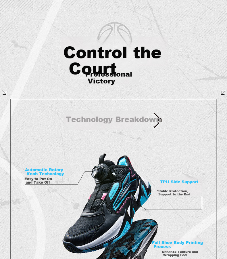 361° Kids' Sports Shoes 2025 Autumn Teenagers' Hard Court Wear-resistant Rapid Elastic Anti-twist Basketball Shoes Black Size 37 3