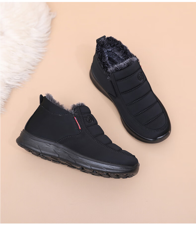 Anglerfish Old Beijing Cloth Shoes Winter Women's Middle-aged and Elderly Mom Fleece Thickened Warm Non-slip Cotton Shoes A8006 Red 36 19