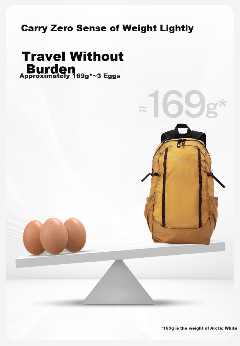 MOBIGARDEN Lightweight Feather-Like Skin Bag, Outdoor Camping Ultra-Light Water-Resistant Backpack, NX24664024, Polar White 2
