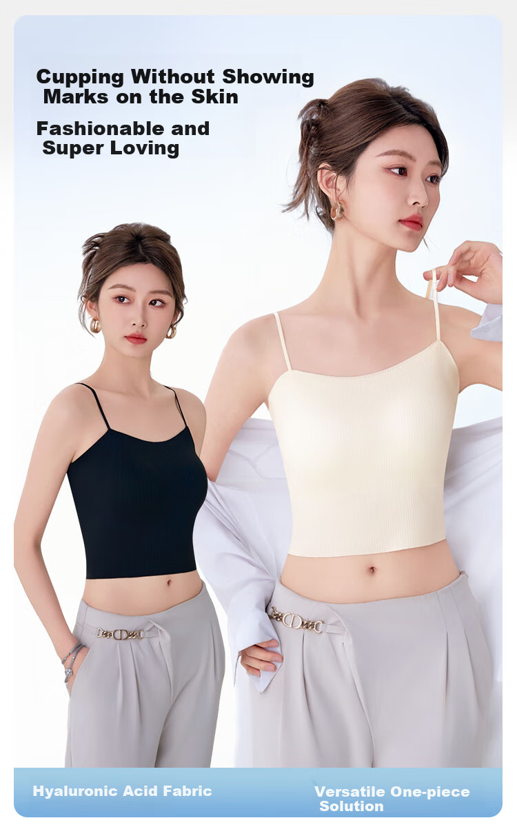 FitonTon Ice Silk Camisole with Chest Pad, Wearable Hyaluronic Acid Cooling Base Layer, Beautiful Back Bra Vest for Women 1
