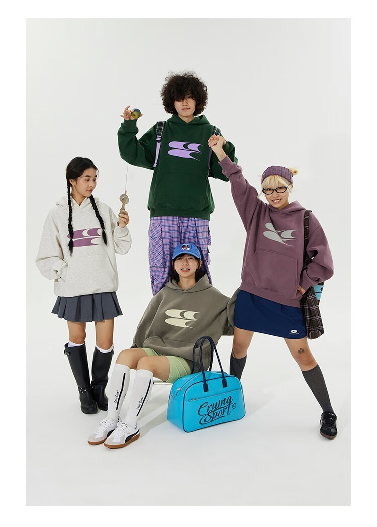 CryingCenter Logo Print New Style Fleece-Lined Thickened Xinjiang Cotton Hoodie Dark Green L 2
