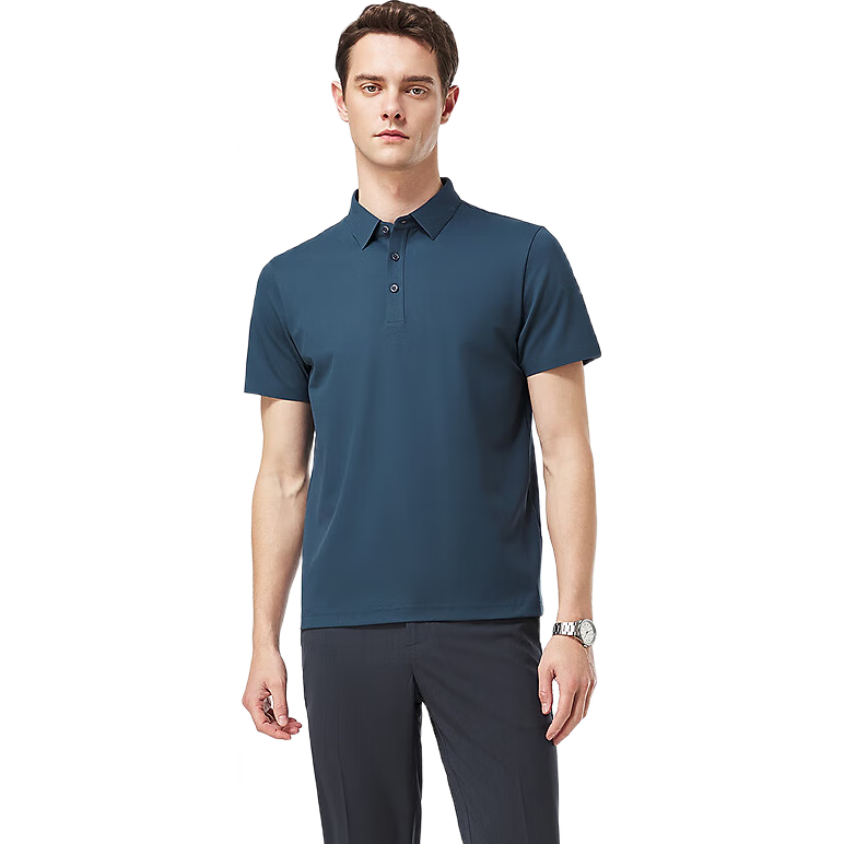 Youngor [Cooling & Sun Protection + Mulberry Silk] Summer Men's Short Sleeve T-Shirt Dark Blue VSJD513119GCA S