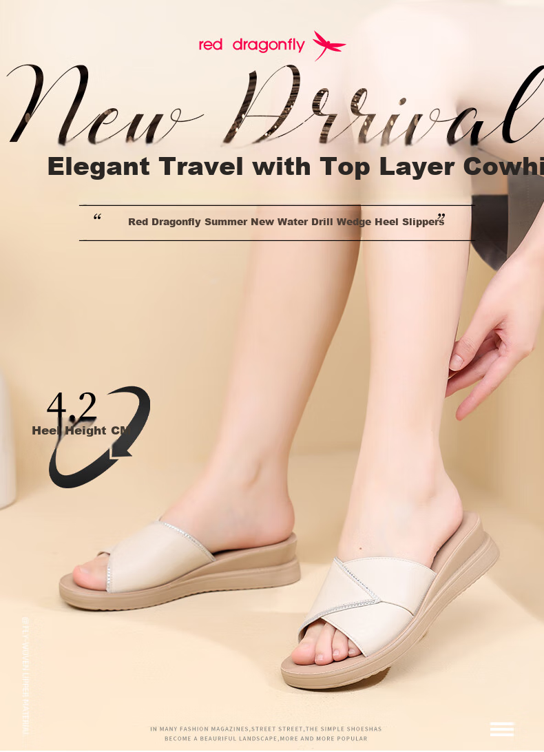 Hongqingting Mother's Day Slippers for Women, Outdoor Wear, Thick-Soled Wedge Roman Sandals, Soft-Bottomed Leather Flat Slippers, WTK233792 1