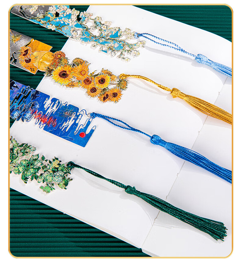 Tianshun Vintage Oil Painting Bookmark High-End Exquisite Metal Van Gogh Bookmark Classical Creative Aesthetic Birthday Gift for Girls Cultural and Creative Student School Opening Reward Simple Packag 12