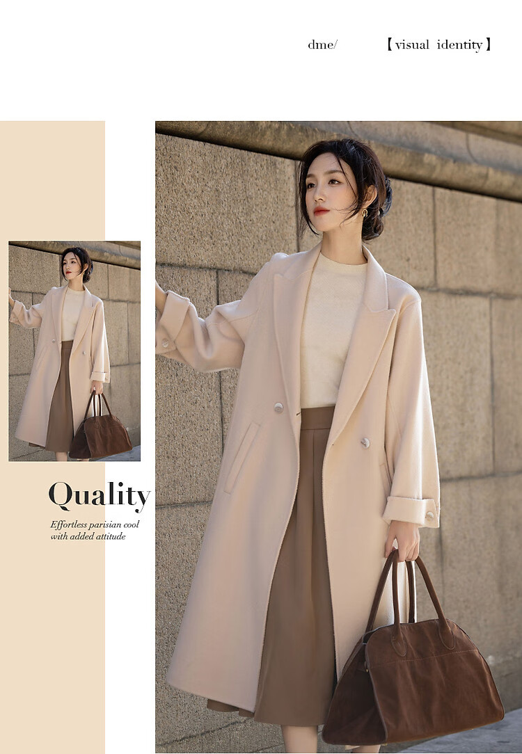 Dme [Jingshu Merino Wool Coat] Winter Old-Style Lapel Double-Breasted Long Elegant Slimming Coat Women's Outerwear 12