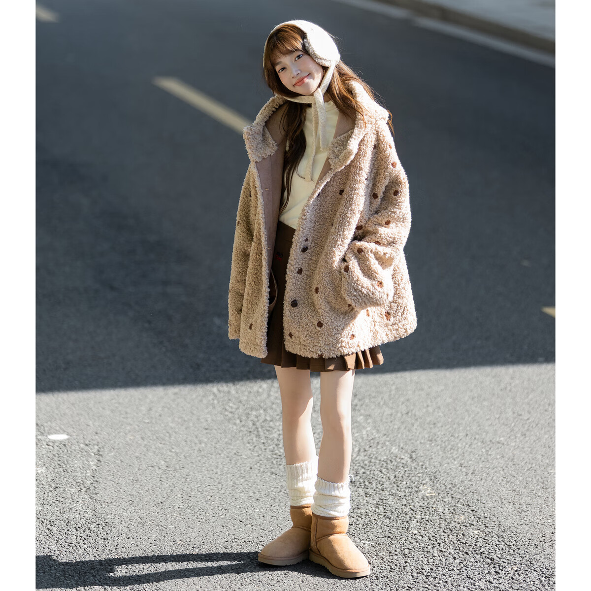 TonLion 2025 Winter Women's Hooded Faux Shearling Coat