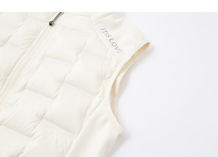 Demana [Light Warm Home] Winter High-End 90% Goose Down Stand Collar Gold Letter Patchwork Knitted Sleeveless Down Vest 5