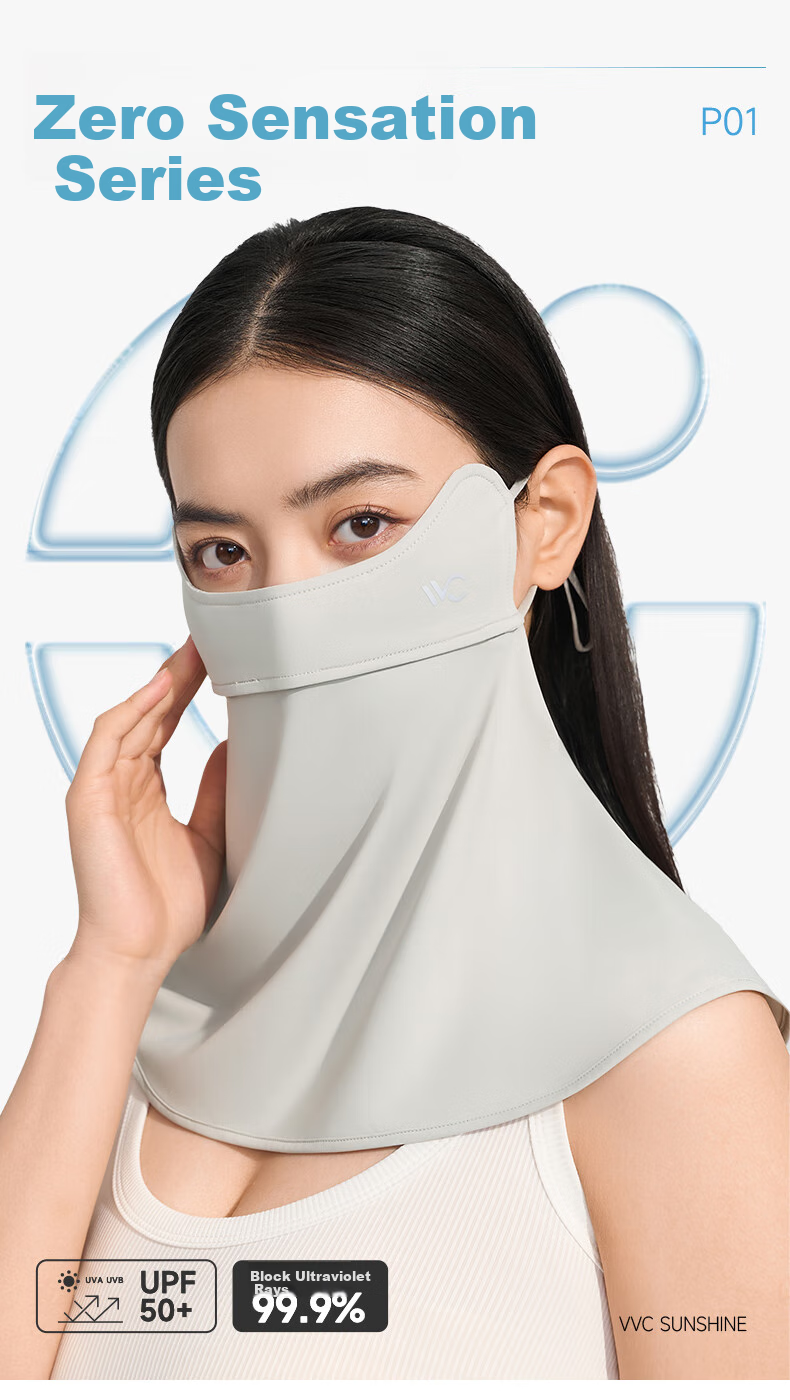 VVC Sun Protection Face Mask, Ice Skin Neck Guard for Women, Summer UV-Resistant Sunshade, Outdoor Travel Breathable Mask, Ice Mist Pink 2