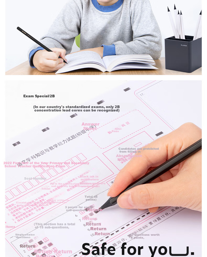 NUSIGN Black Wood Graphite Writing Pencils with Hexagonal Barrel, Exam And Art Sketching Specialized Gift, 30 Pieces NS723-HB [Best-Selling Product], High-End Brand under Deli 6