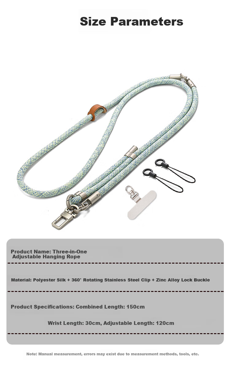 BZBC Three-In Phone Strap, Crossbody, Neck Strap, Versatile Outdoor Anti-Theft Phone Cord, Long Adjustable 2025 New Anti-Loss Cord, Multifunctional Hiking Rope, Deep Sea Blue 5