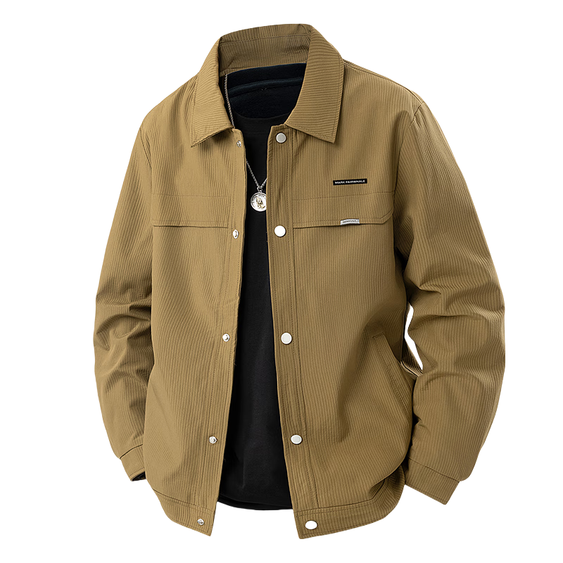 FAIRWHALE Autumn Winter Cotton Jacket Men 2025 Business Trendy Brand Turn-down Collar Autumn Coat 4XL Coffee Padded Style