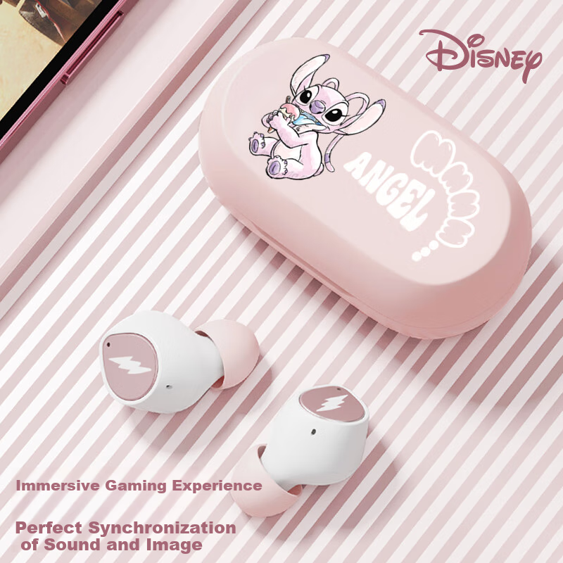 DISNEY True Wireless Bluetooth Earphones In-Ear Gaming Music Ultra-Long Battery Life Headphones 2025 New Model Couple Gift D29 Pink Angel Compatible with Apple Huawei Xiaomi