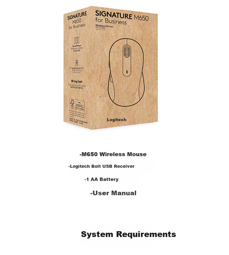 Logitech M650 Enterprise-Grade Wireless Bluetooth Dual-Mode Mouse for Apple And PC, Business Procurement Premium Series, Small And Medium-Sized Hand, Commercial Edition, Black M [Order Bonus] 13