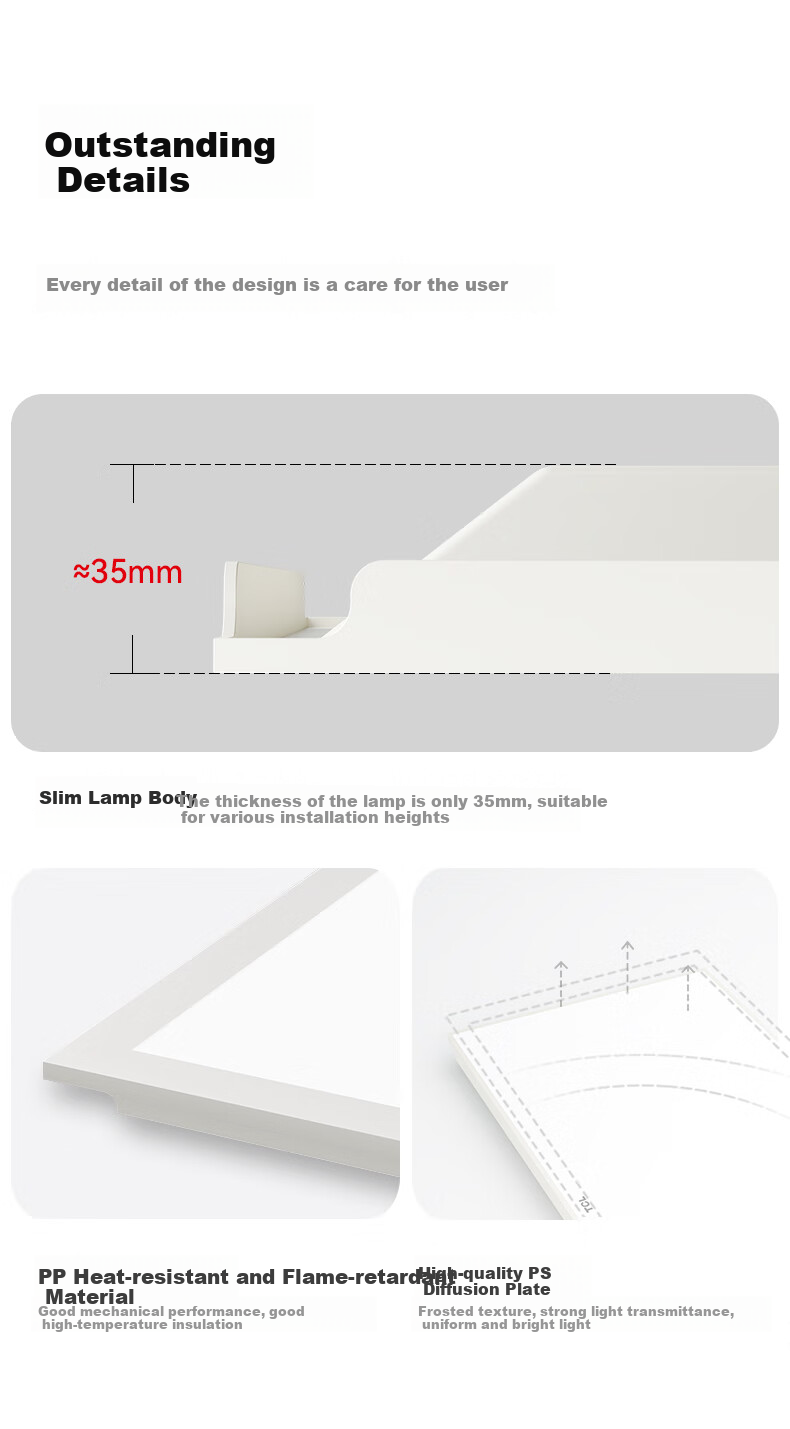 TCL Kitchen Light, LED Ceiling Light, Integrated Suspended Ceiling Light, Panel Light, Recessed Aluminum Buckle Board Light, Bathroom Light, 300*600 6