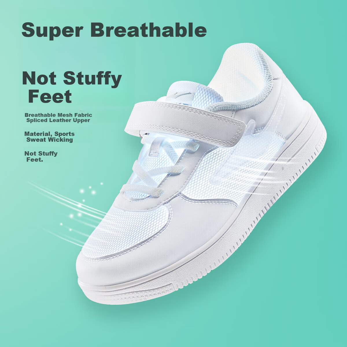 ERKE Children's Shoes, Boys And Girls, Big And Small Kids, White Skateboard Shoes, Kids Mesh Breathable Sneakers, 75122201140, Pure White, Size 26