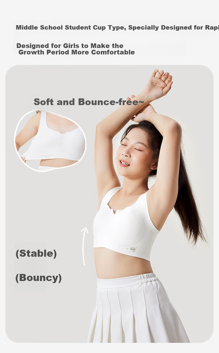 Jiusuibian Plant Cotton Children's Underwear Girls' A-Class Invisible Thin Bra 12-15 Years Old Teenage Girls Medium and Long Vest 7