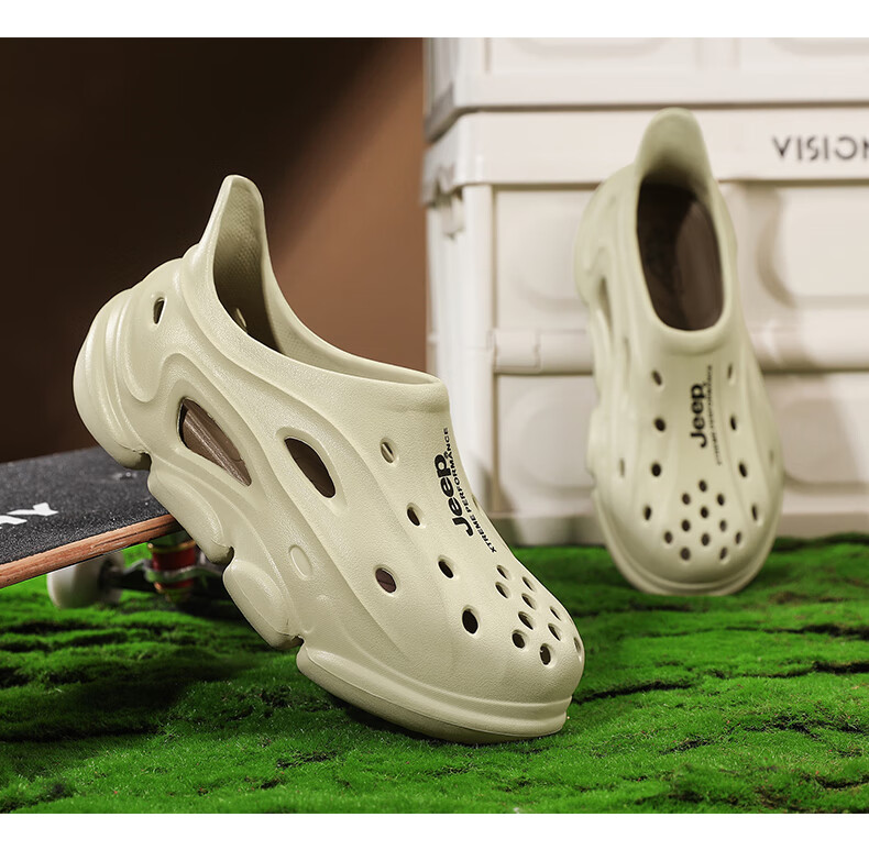 Jeep Unisex Casual Clog Shoes Couple Matching Sports Outdoor Driving Shoes Beige Orange Size 41 17