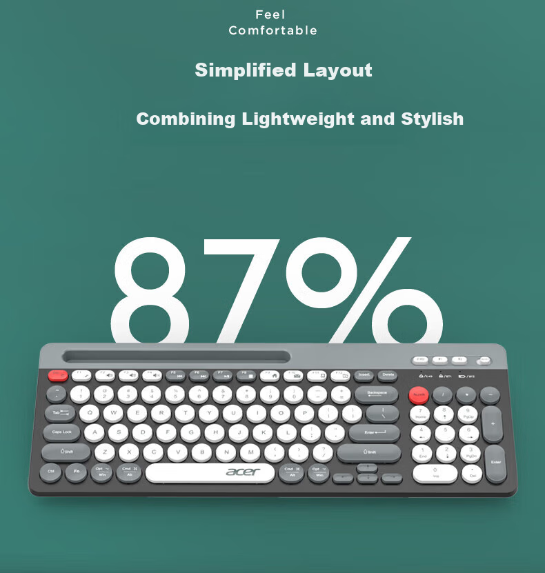 Acer Wireless Keyboard And Mouse Combo, Bluetooth Tri-Mode Silent Office Rechargeable Long Battery Life Mechanical Feel Compatible with Desktop Computers, Laptops, Mac Tablets, And Smartphones 8