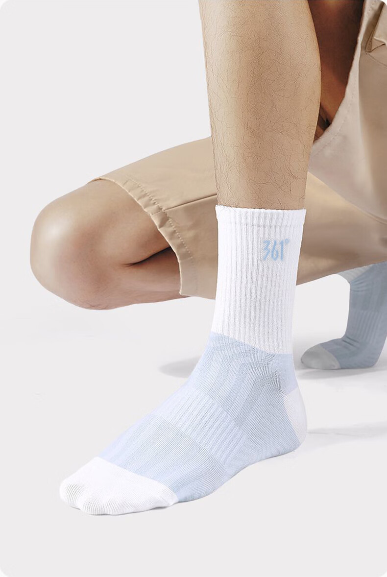 361° Authentic Unisex Sweat-Absorbing Breathable Mid-Calf Running Sports Socks for Men [White] 3 Pairs One Size 6