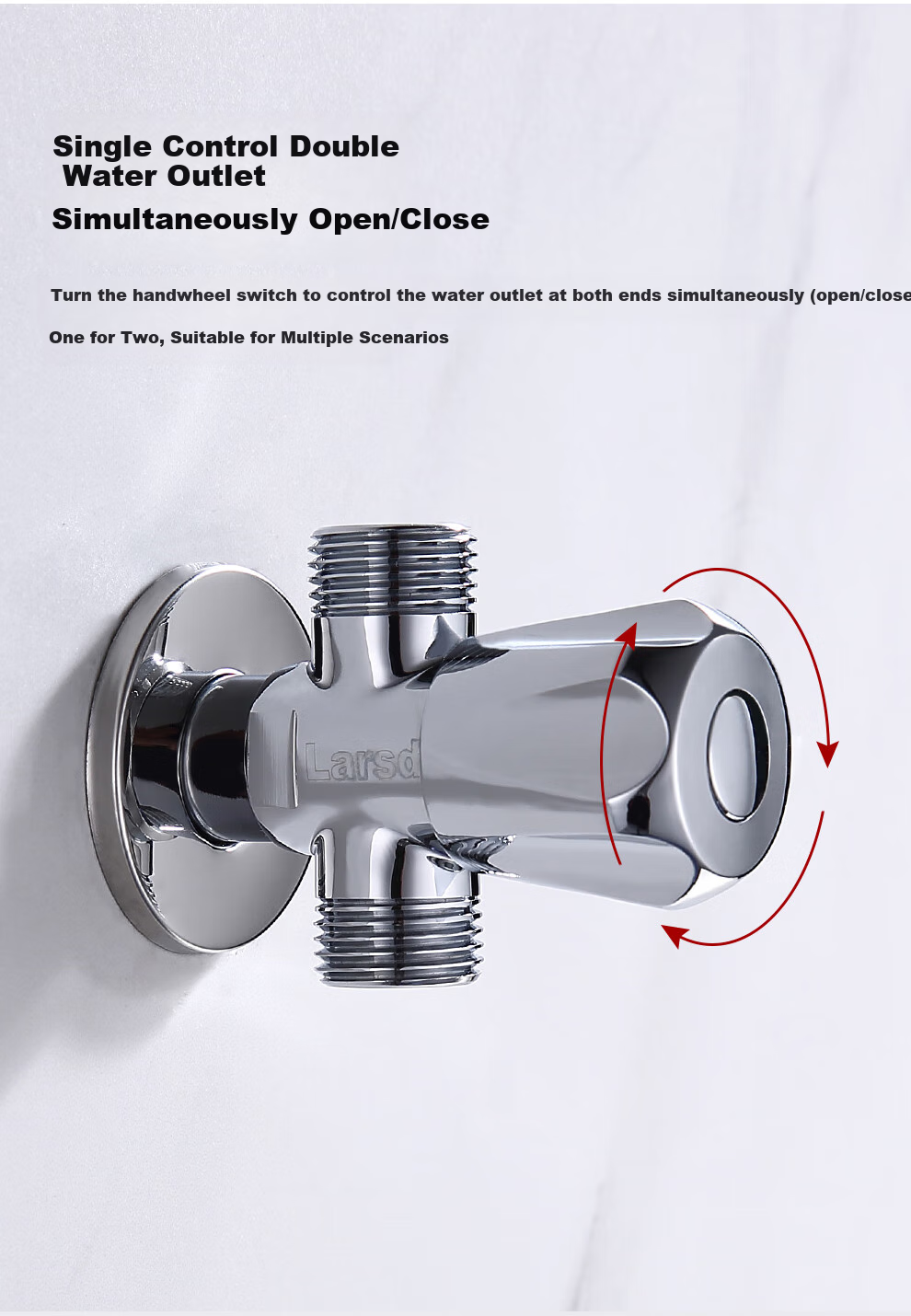 Larsd Dual-Purpose Angle Valve, One Inlet Two Outlets Three-Way Water Distributor, Brass Triangular Valve One-To Brass Body Angle Valve LD112T 6