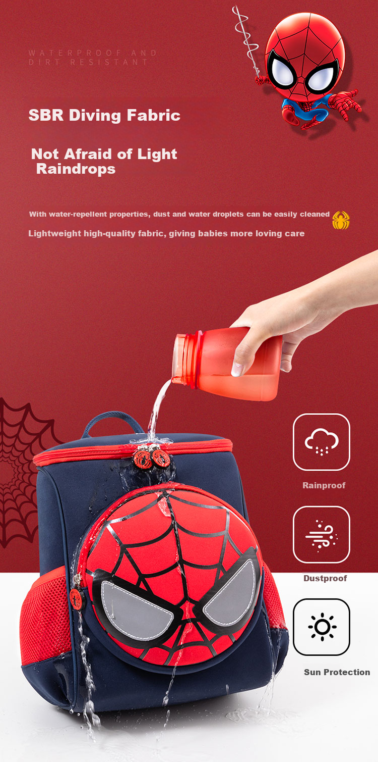 Disney Children's Backpack for Kindergarten Ages 3-6, Lightweight Breathable Outdoor Travel High-Quality Boys' Backpack Small Bag Spider-Ma 4