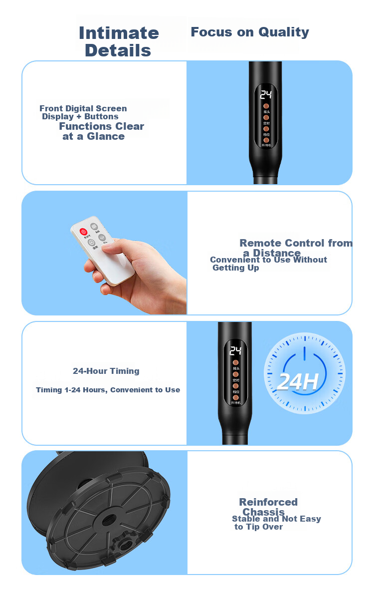 AUCMA Electric Fan, AC Fixed Frequency Household Fan, High Air Volume Floor Fan, Easy to Install, Remote Control, Quiet Operation, Energy-Saving, Convection Circulation Fan, Starry Black, FS-35D909(Y) 14