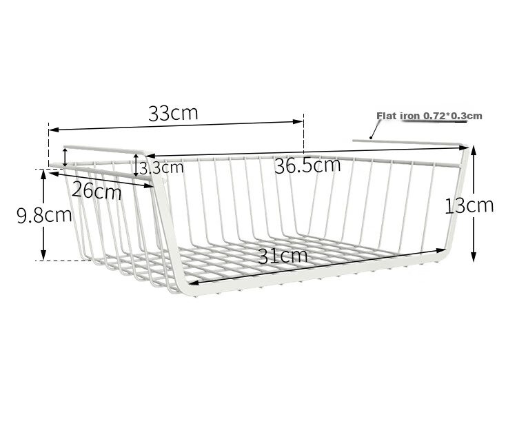 Ourunzhe Under-Cabinet Storage Rack, No Drilling Required, Cabinet Organizer, Hanging Divider, Kitchen Spice Rack, Hanging Basket, Under-Cabinet Shelf 2