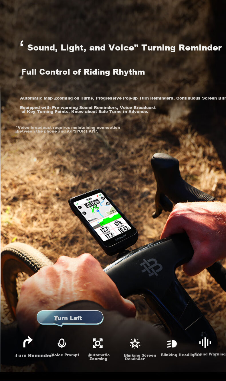 IGPSPORT Bicycle Computer, Road Bike GPS Navigation Computer, Smart Wireless Cycling Computer, BiNavi, Black 9