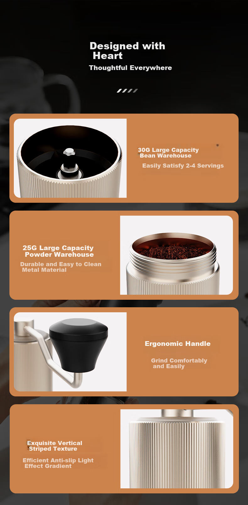 CLITON Hand-Crank Coffee Grinder, Portable Manual Coffee Grinder, Automatic Grinding Machine for Coffee Beans 10
