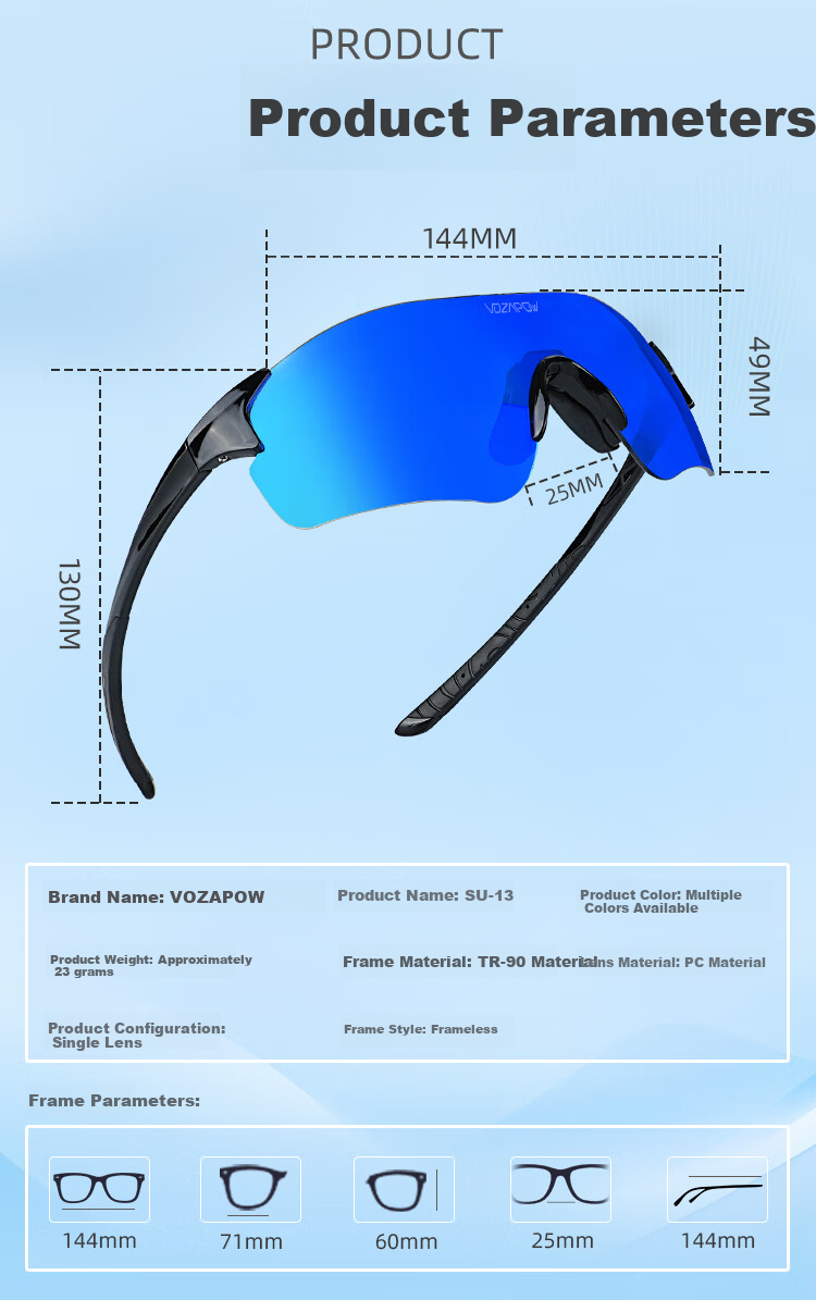 VOZAPOW Cycling Glasses, High-Definition Polarized, Colorful, Windproof, Sand-Proof, Insect-Proof Goggles for Running, Outdoor Sports, Road Biking 8